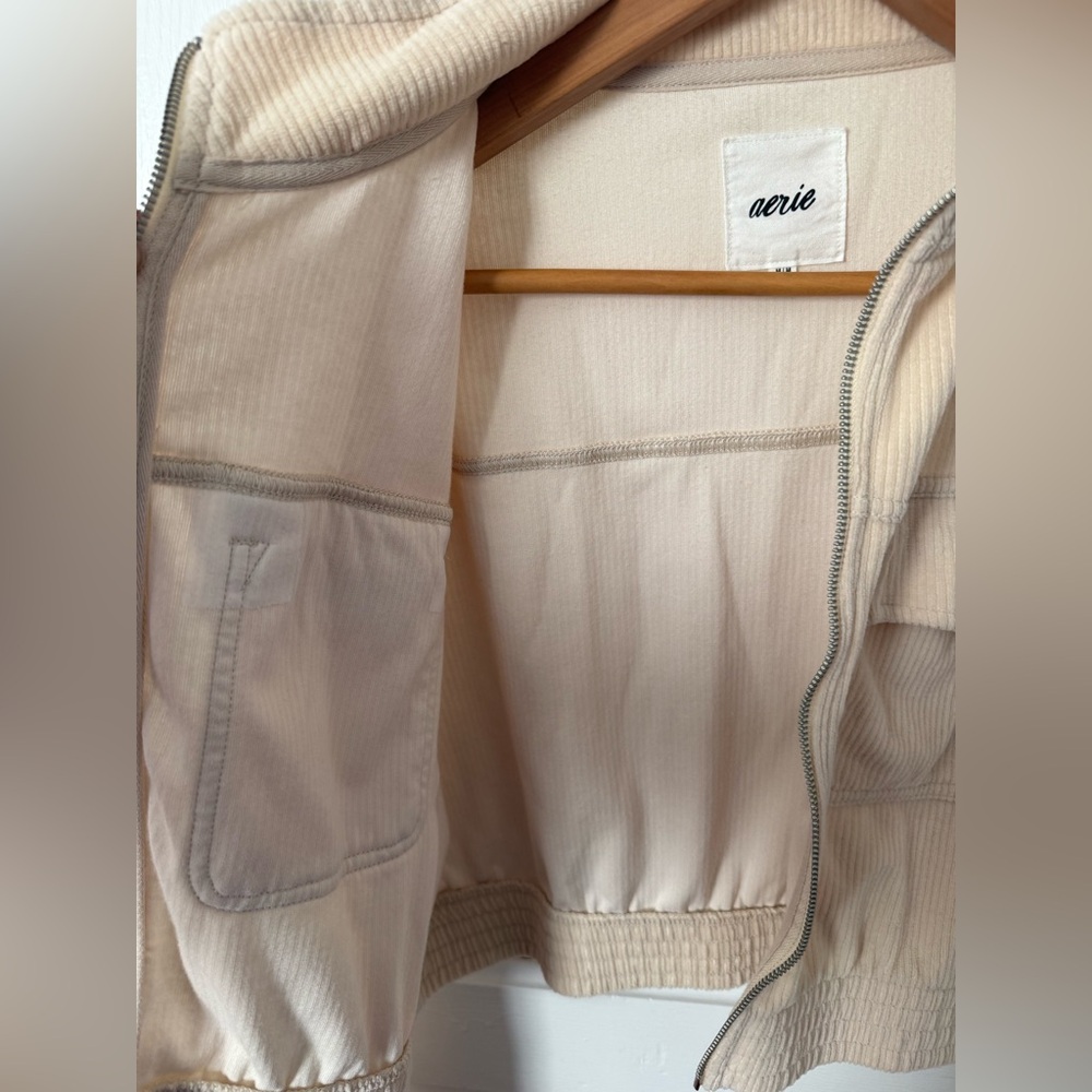 Aerie Grooveon Velour Fill Zip Soft Oat M - Picture 6 of 9